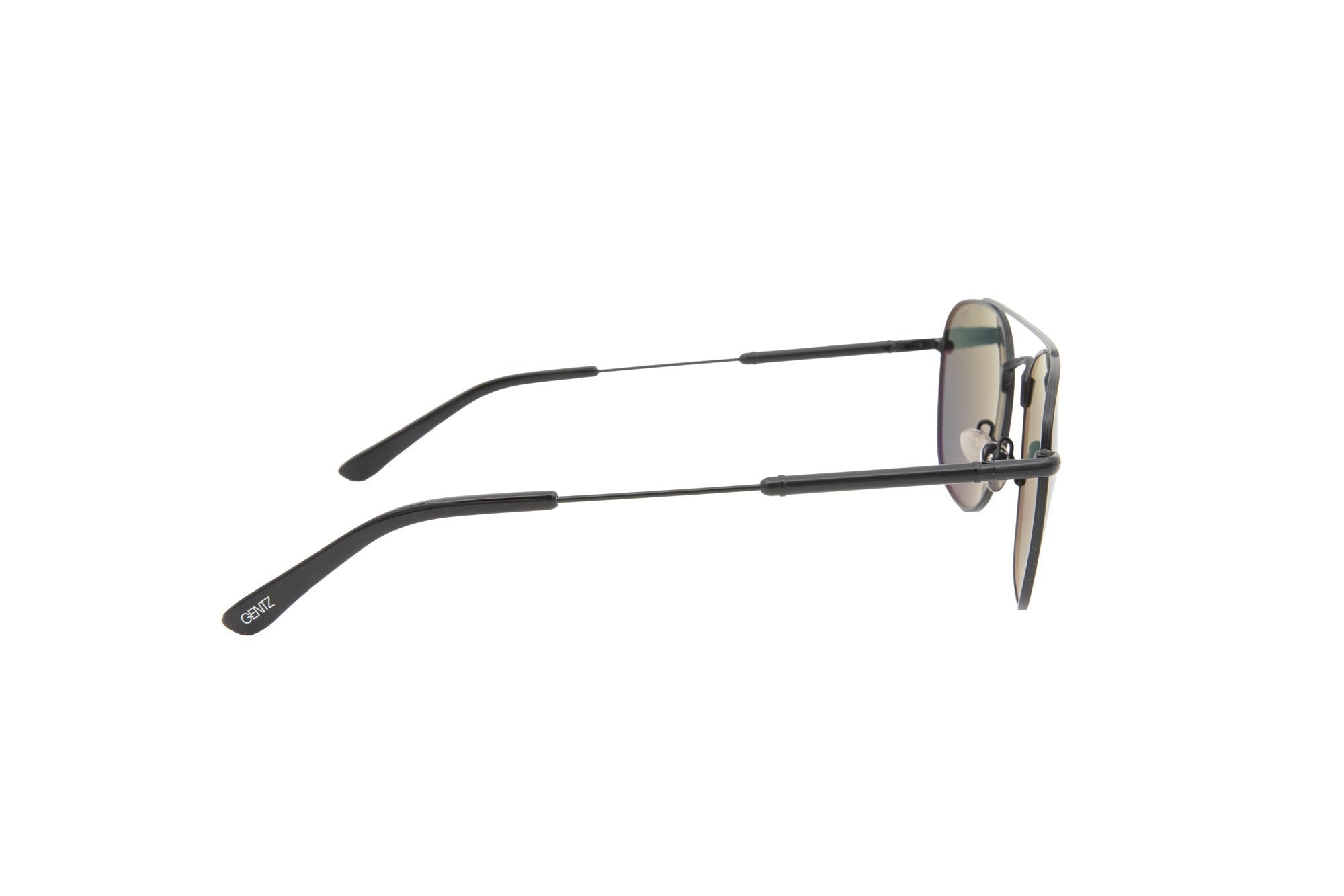 Gentz Eyewear The Stratos heren zonnebril, zwart metaal, pilotenstijl met vierkante glazen en dubbele neusbrug.