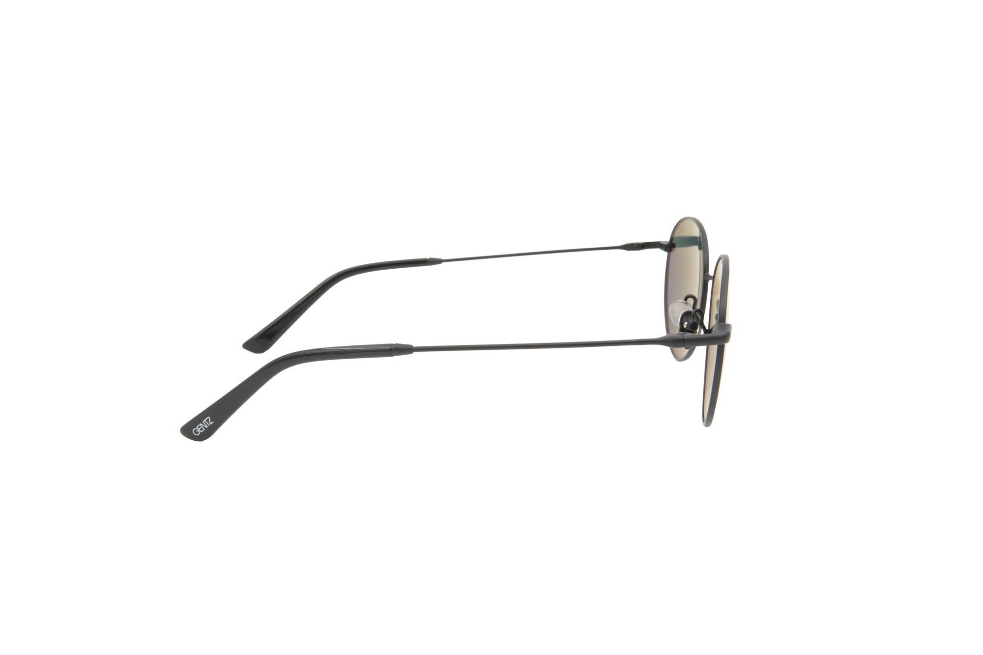 Gentz Eyewear The Marlow ronde metalen bril met bruine glazen en tortoise-tip uiteinden.
