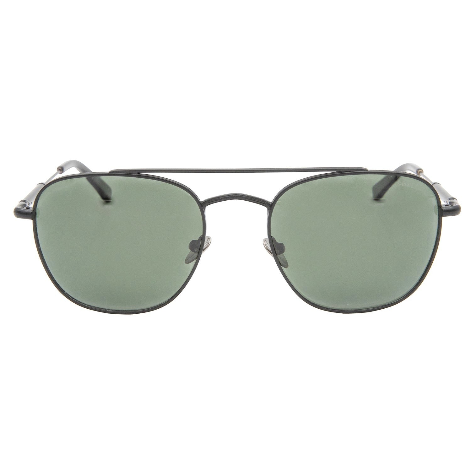 Gentz Eyewear The Stratos heren zonnebril met zwarte metalen montuur en groene glazen.